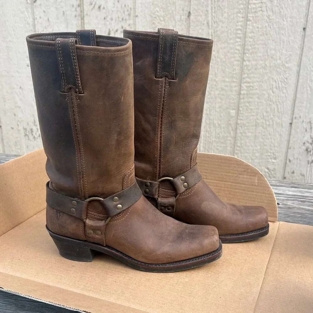 Frye Harness 12R Leather Rugged/Biker/Western Boot Tan Size 9 Lightly Used - Picture 8 of 16